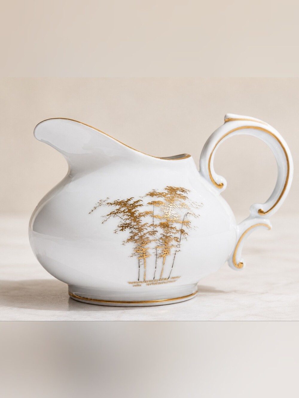 Vintage Fukagawa Arita Gold Bamboo Creamer Hand Painted Japan